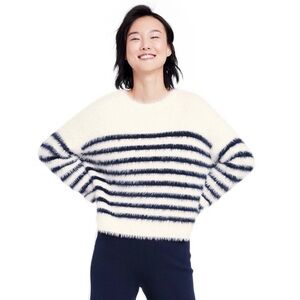 La Ligne x Target Striped Fuzzy Eyelash Pullover Sweater - Off White & Navy XS
